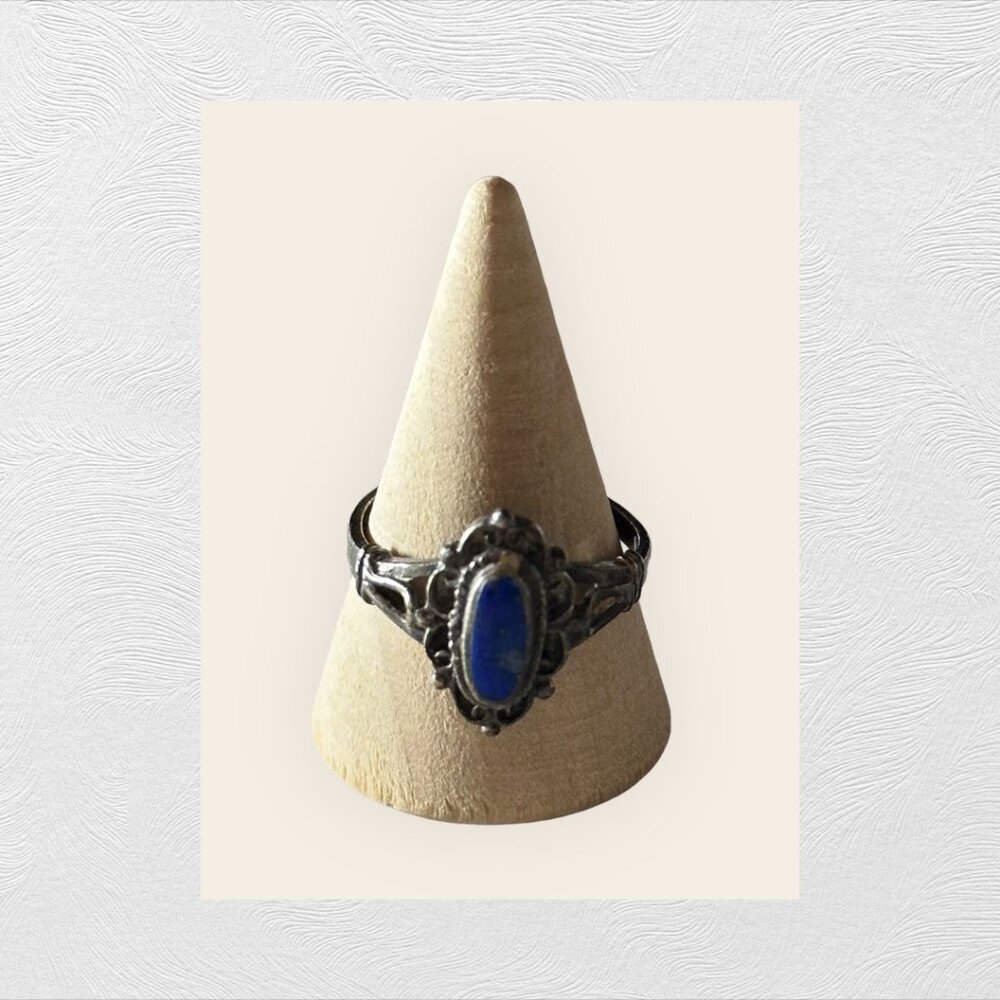 Vintage Sterling Silver Sapphire Blue‎ Ring